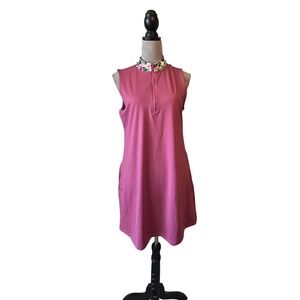 Tommy Bahama Golf Dress Sleeveless Floral Collar Zip Front Pink Large